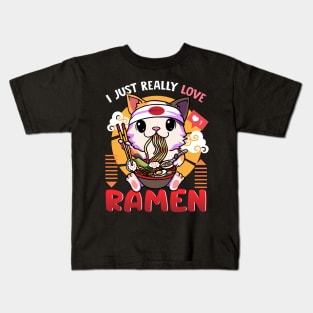 Ramen and cats anime gifts Japanese stuff Kids T-Shirt